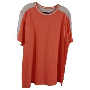 NWT $25 EDGAR + ASH Orange Beige Cotton Blend T Shirt Short Sleeve Mens SZ Large